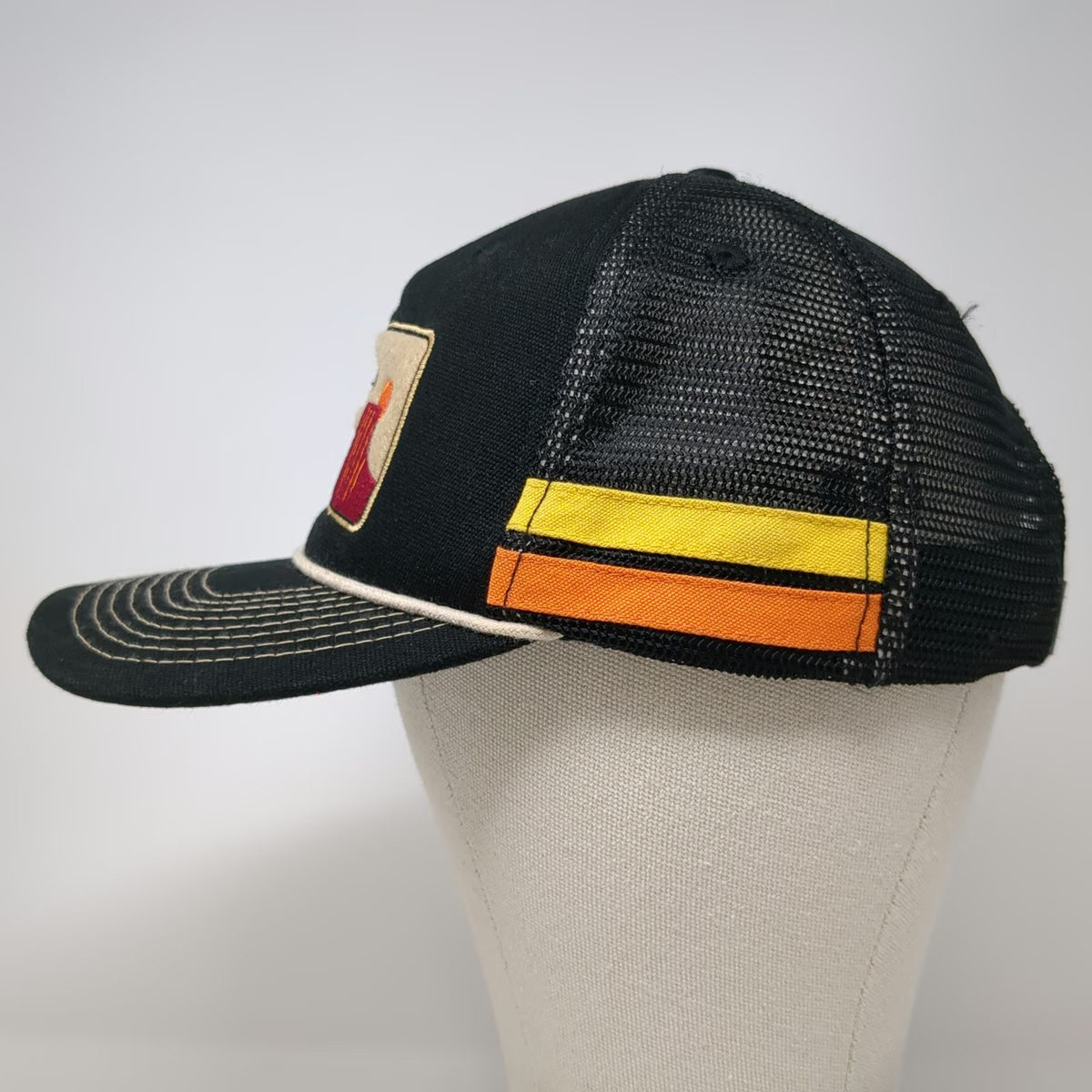 yocolorado Trucker Hat Black One Size Snapback Mesh Patch Rope Side Stripes Logo
