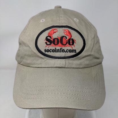 SoCo Crab Slideback Hat Tan OSFM Embroidered Adjustable 6 Panel