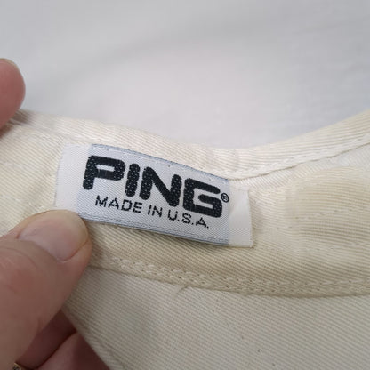 PING Golf Visor Hat White One Size Made in USA Black Side Embroidery Adjustable
