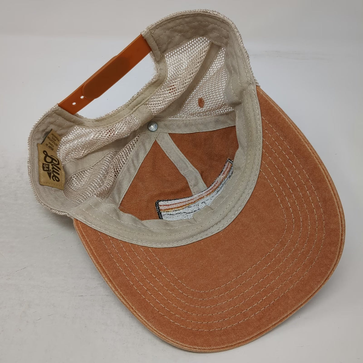 Blue 84 Trucker Hat Brown One Size Maine Sunset Mountain Patch Mesh Snapback
