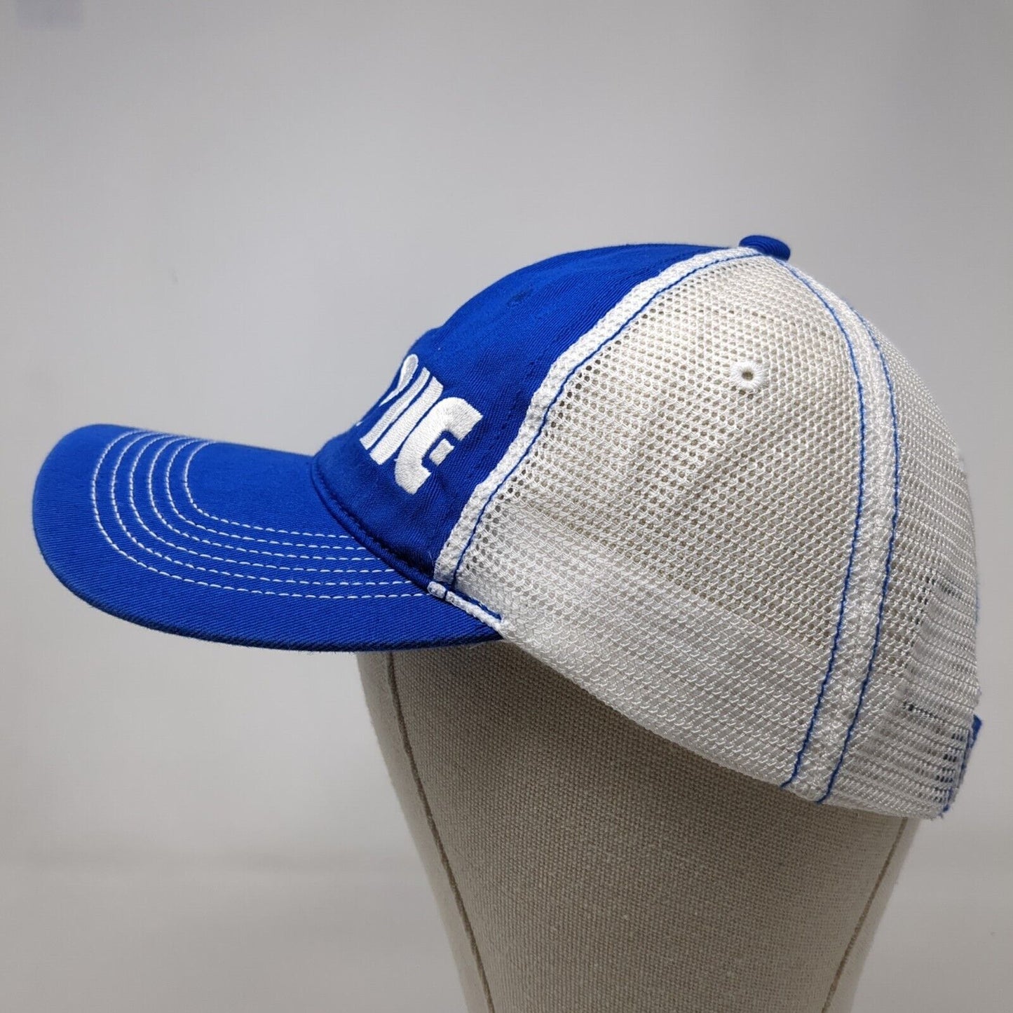PHE Strapback Trucker Hat Blue One Size Mesh Back District Colorblock