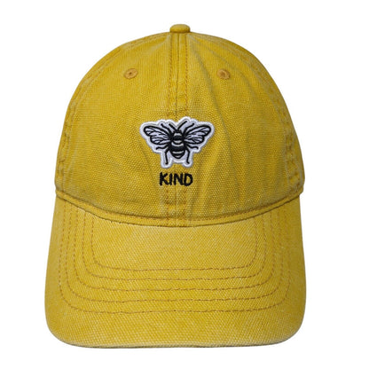 Bee Kind Slideback Hat Yellow OSFM Adjustable Embroidered 6 Panel
