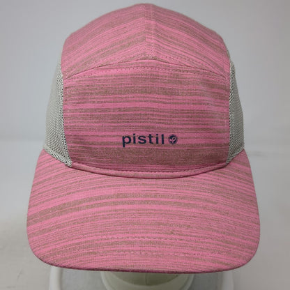 Pistil 5 Panel Pink One Size Mesh Back Strapback Hat Embroidered Logo