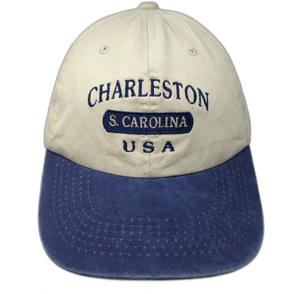Sunkiss Kap Baseball Cap Beige Blue One Size Charleston South Carolina USA Hat