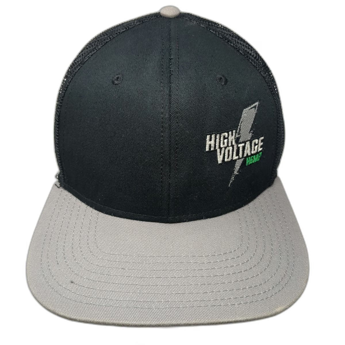 OTTO Trucker Hat Black One Size High Voltage Hemp Mesh Snapback Lightning Bolt