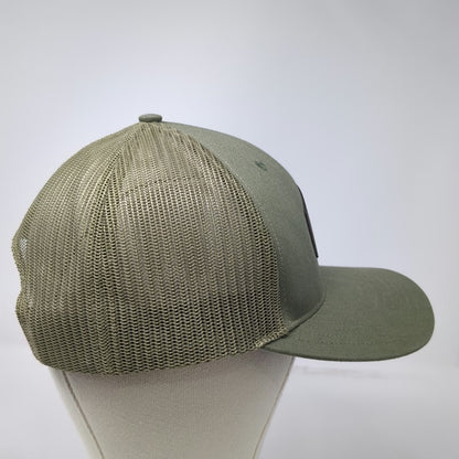 Richardson Trucker Hat Green One Size Leather Patch Mesh Back Snapback Farm Logo