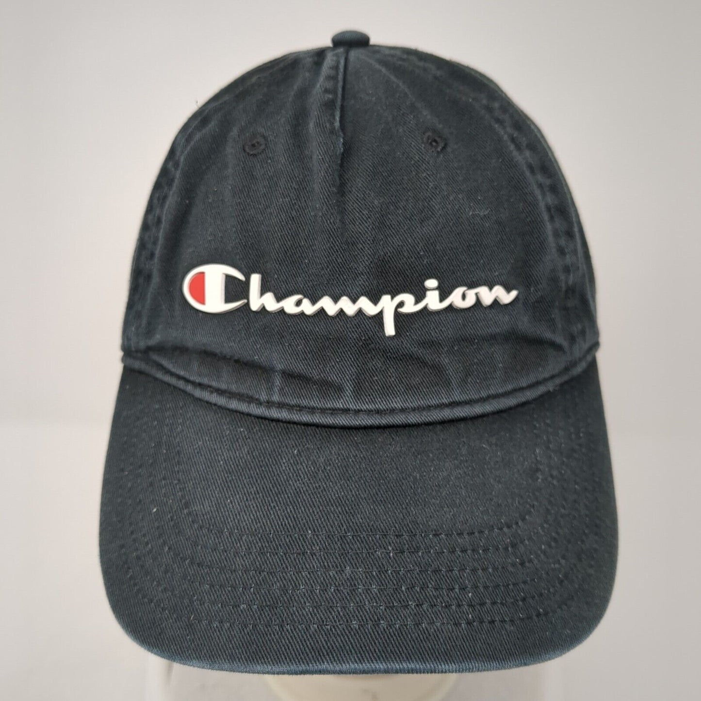 Champion Spell Out Slideback Hat Black One Size Adjustable Embroidered