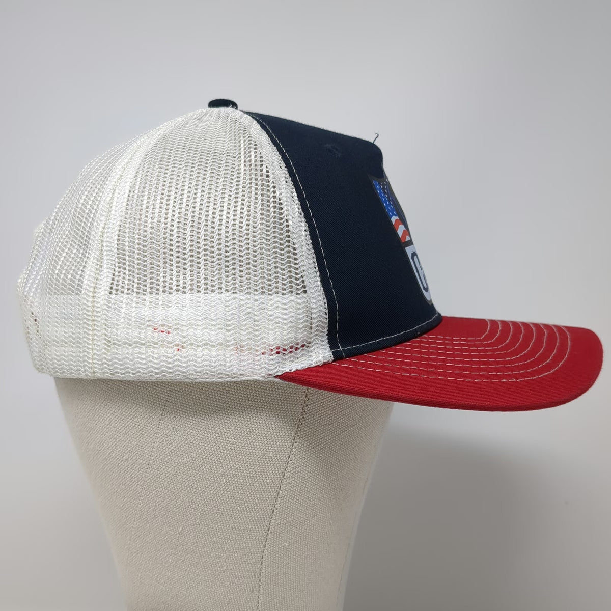 AMG Trucker Hat Blue One Size CNR American Flag D&B Supply Snapback Mesh Western