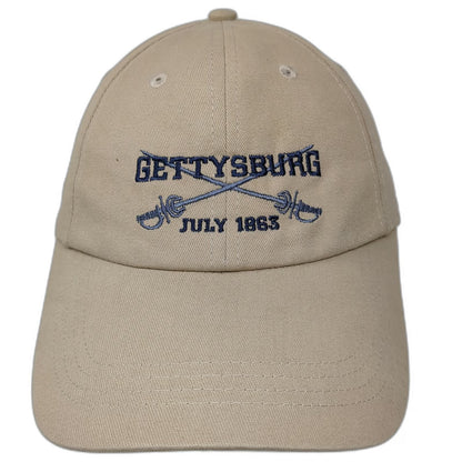 Baseball Cap Beige One Size Gettysburg July 1863 Crossed Sabers Strapback Hat
