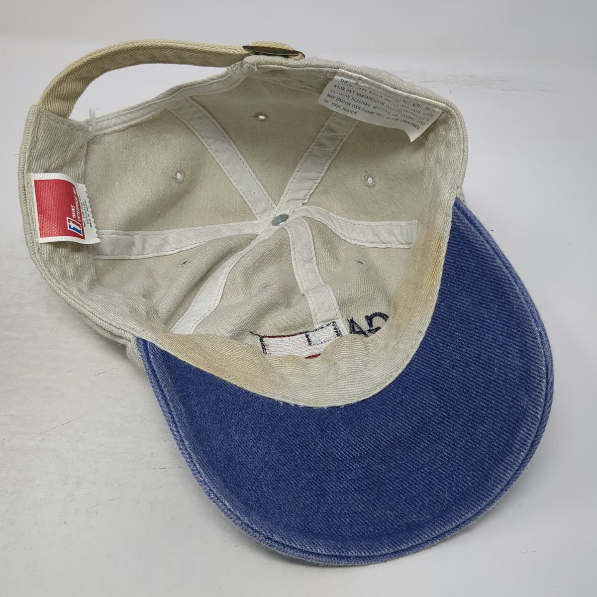 Twins Enterprise Baseball Cap Beige Blue OSFM Savannah GA USA Flag Strapback hat
