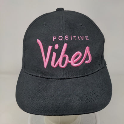 Positive Vibes Snapback Hat Black One Size Adjustable Embroidered 6 Panel Cotton
