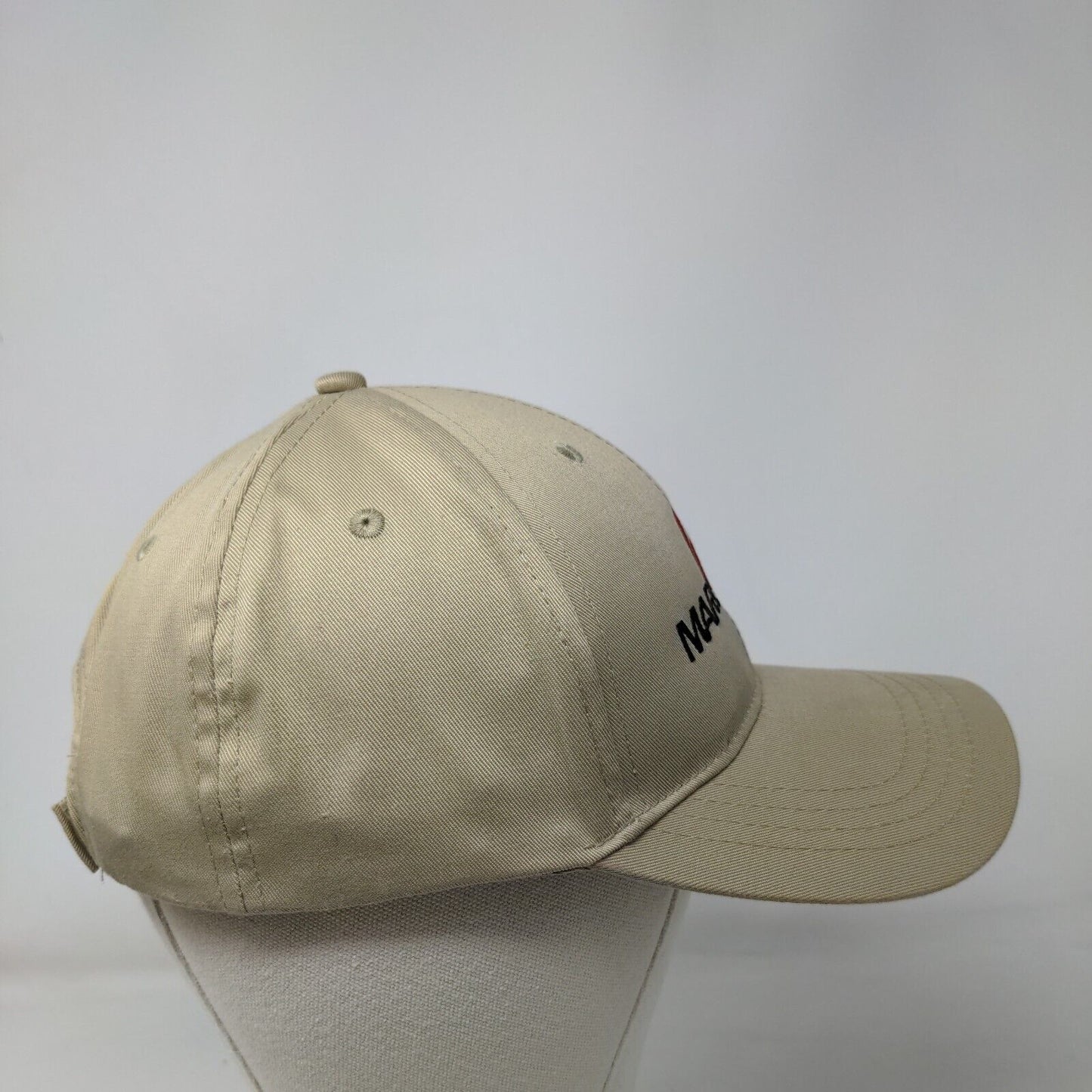 Maruyama Strapback Hat Tan OSFA Adjustable Embroidered Solid 6 Panel