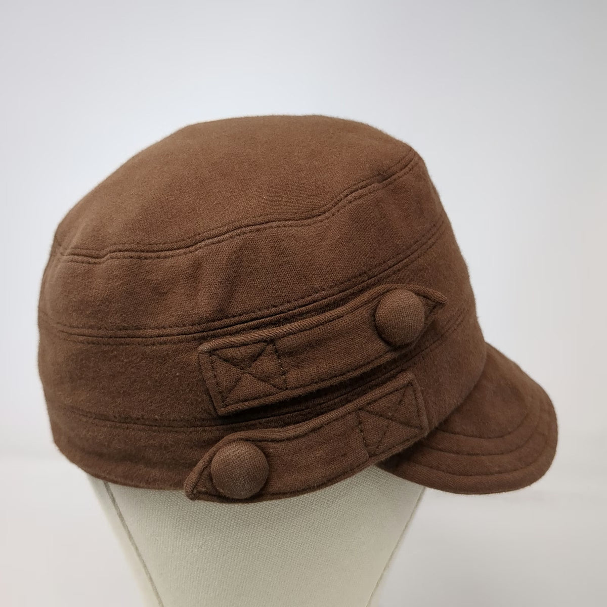 San Diego Hat Army Cap Brown One Size Cotton Decorative Side Buttons Hat