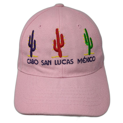 Cabo San Lucas Mexico Cactus Embroidery Pink One Size Baseball Cap Hat Strap