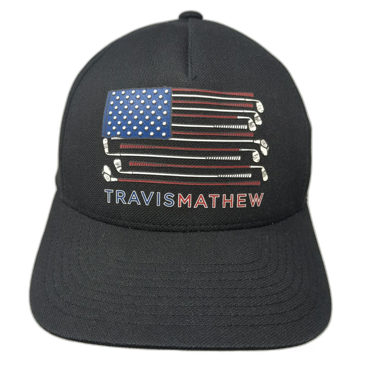 TravisMathew 5 Panel Black XL Hat Golf Flag Washington Capitals Weagle Flexfit
