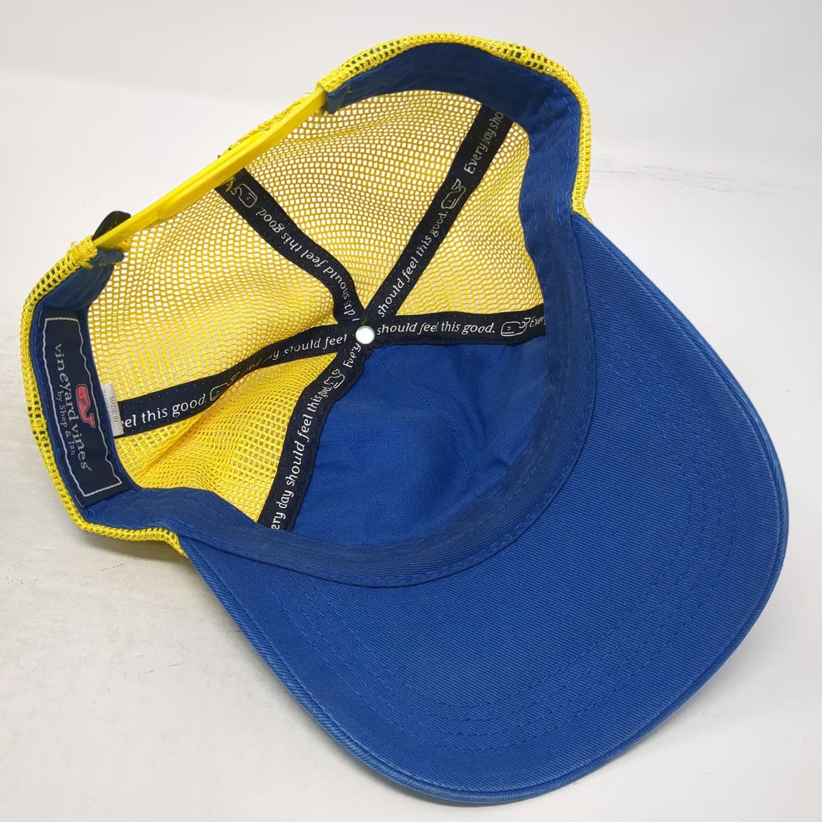 Vineyard Vines Blue Yellow One Size Trucker Hat Mesh Whale Embroidery Snapback