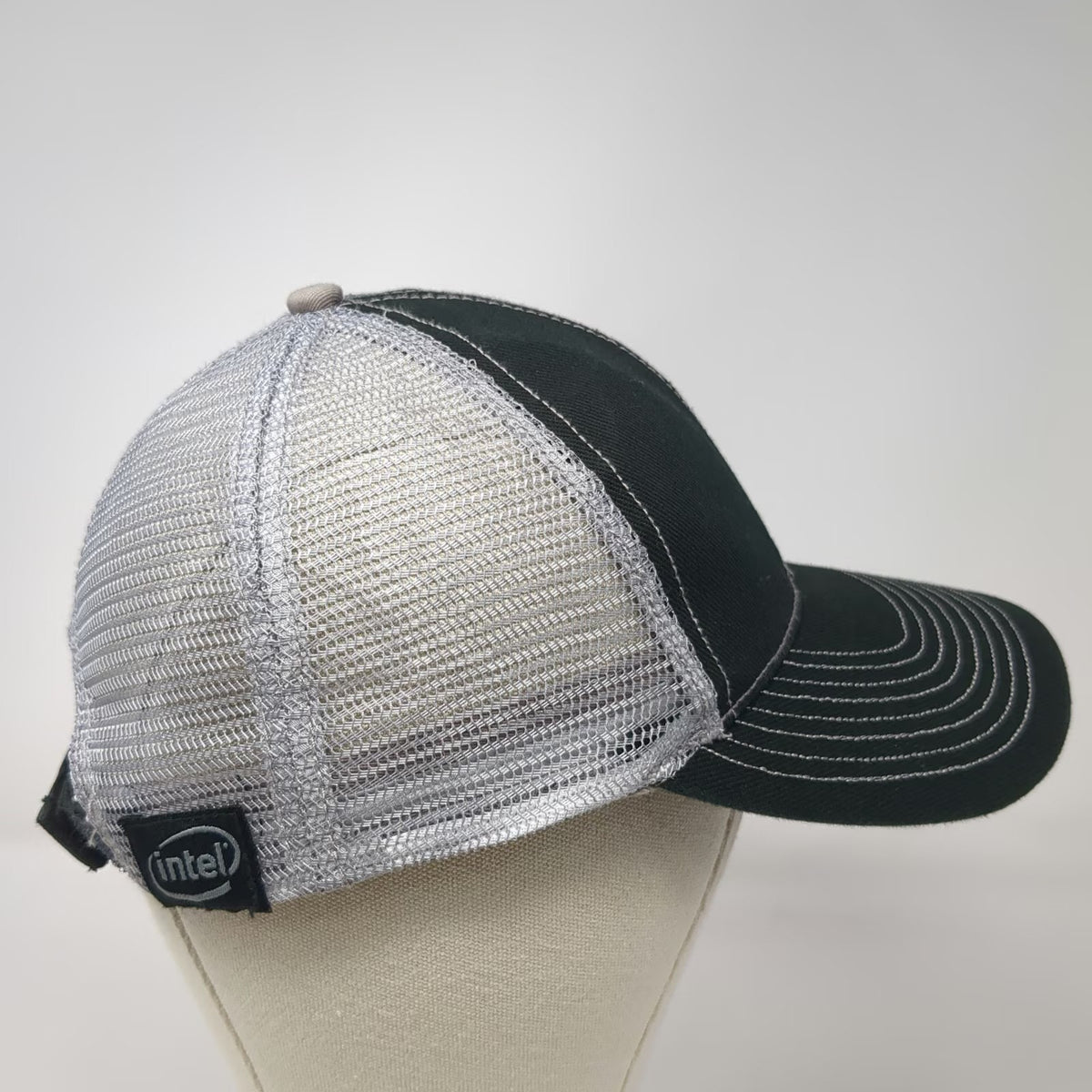 Intel Baseball Cap Black One Size Mesh Skull Molecular SSD 730 Strapback Hat