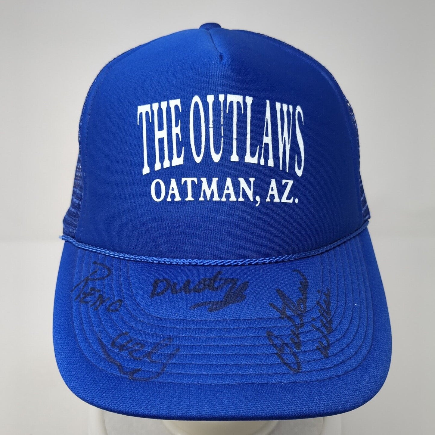 The Outlaws Oatman AZ Snapback Trucker Hat Blue One Size Mesh Back
