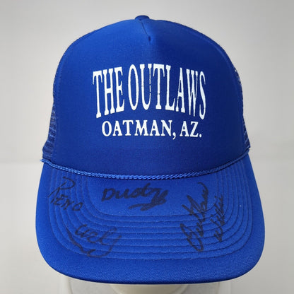 The Outlaws Oatman AZ Snapback Trucker Hat Blue One Size Mesh Back