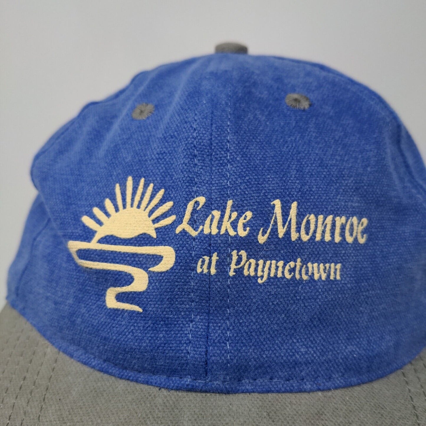 Unbranded Men's Snapback Hat Blue OSFA Graphic Lake Monroe Paynetown Logo Cotton