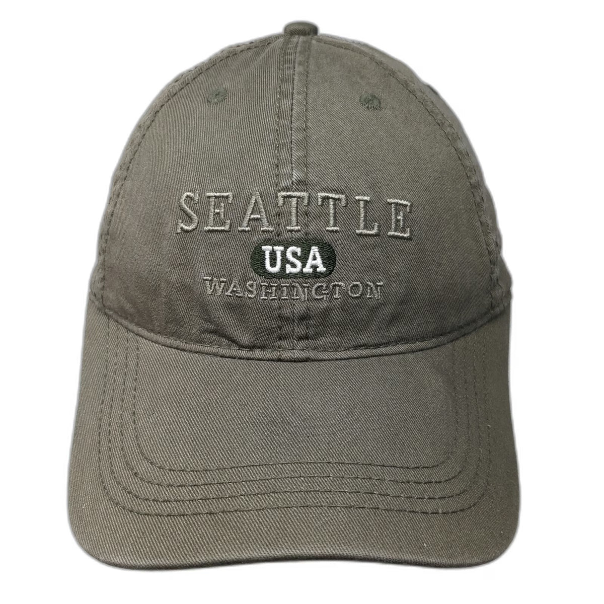 Prairie Mountain Seattle USA Baseball Cap Green White One Size Slideback Hat