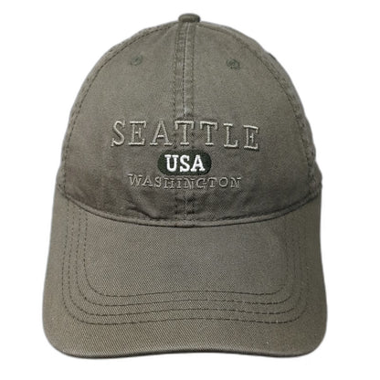 Prairie Mountain Seattle USA Baseball Cap Green White One Size Slideback Hat