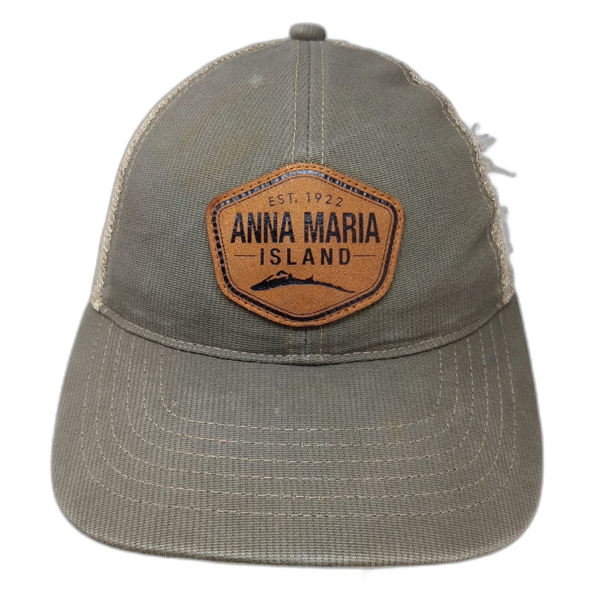 Royal Resortwear Baseball Cap Gray Beige One Size Anna Maria Island Patch Mesh