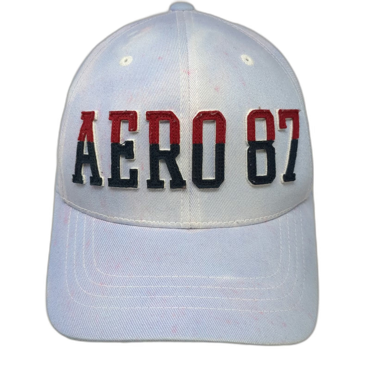 Aeropostale Baseball Cap Blue Size S/M Flexfit AERO 87 Faded Wash Splatter Hat