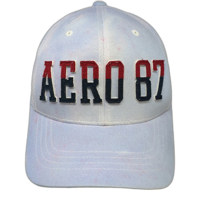 Aeropostale Baseball Cap Blue Size S/M Flexfit AERO 87 Faded Wash Splatter Hat