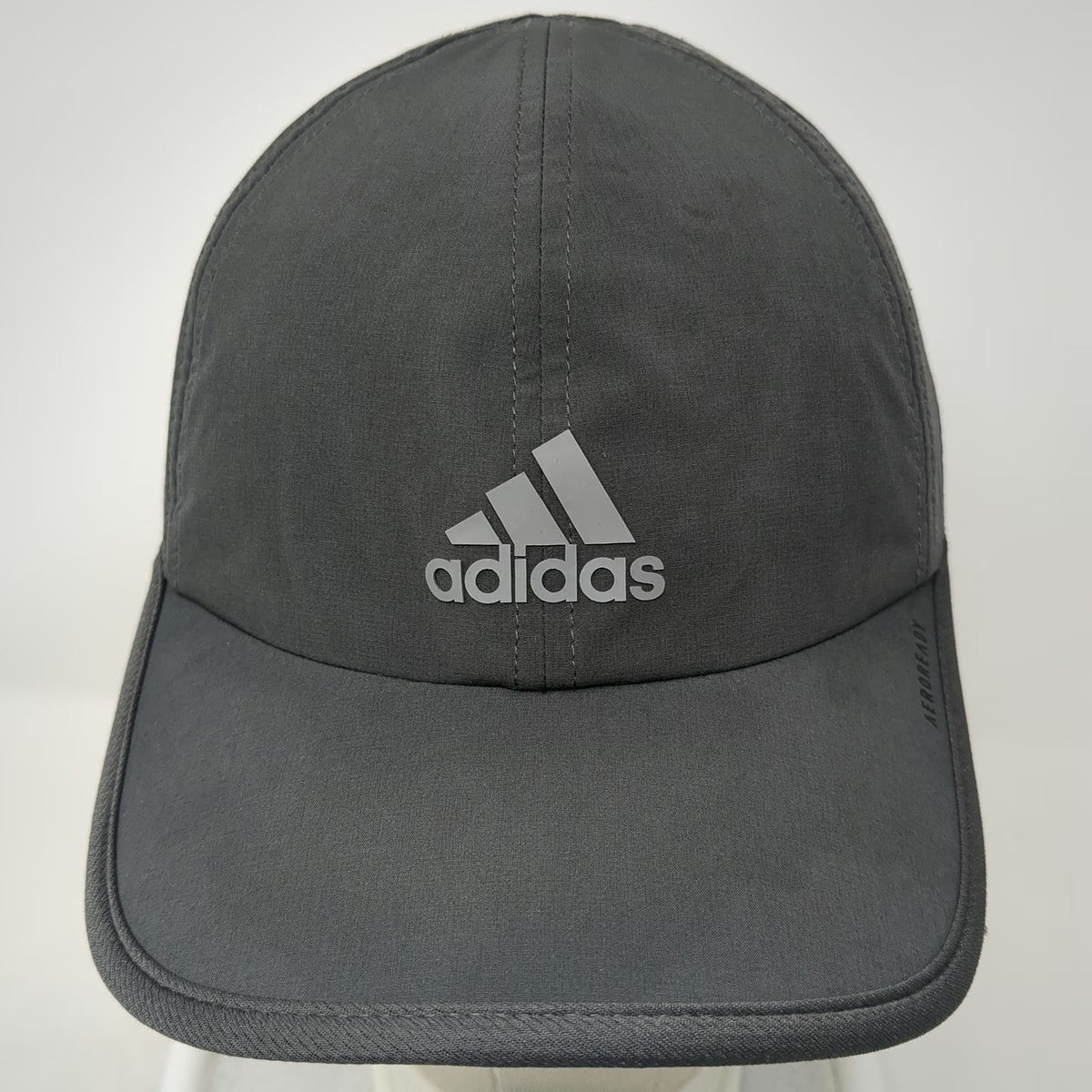 Adidas Baseball Cap Gray One Size Aeroready Strapback Performance Mesh Sport Hat