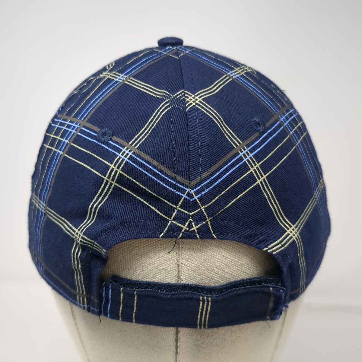 Blue Plaid Baseball Cap One Size Kangaroo Australia Melbourne Strapback Hat