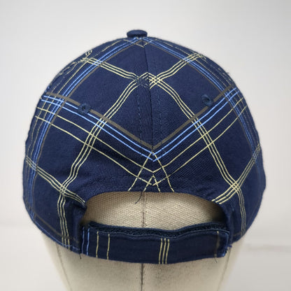Blue Plaid Baseball Cap One Size Kangaroo Australia Melbourne Strapback Hat
