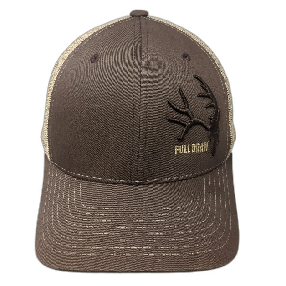 Richardson Trucker Hat Brown Beige One Size Full Draw Deer Antler Mesh Snapback