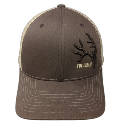 Richardson Trucker Hat Brown Beige One Size Full Draw Deer Antler Mesh Snapback