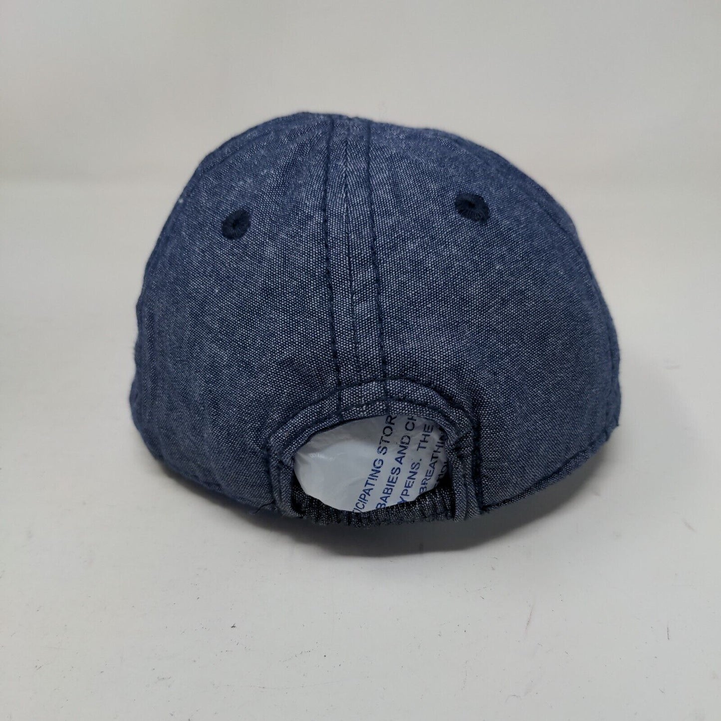 Old Navy Baby Stretch Strapback Hat Blue 6-12 Months Denim Vented Holes Blank