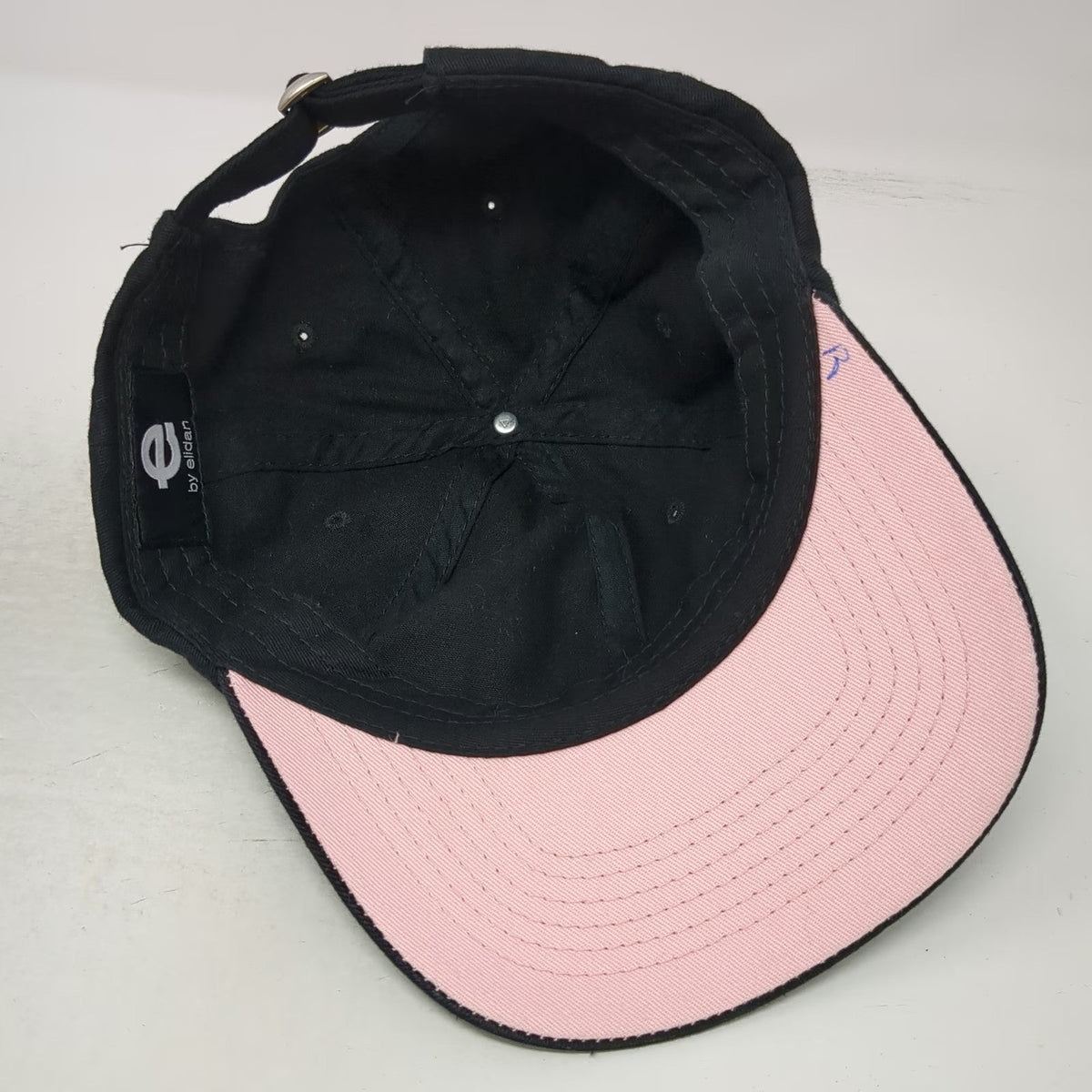 Elidan Baseball Cap Black One Size Slideback Pink Underbrim Cotton Curved Hat