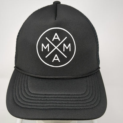 Trucker Hat Black One Size Mesh Back Snapback Foam Front Mama White Graphic