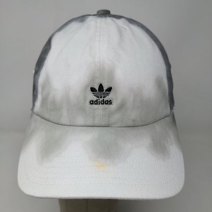 Adidas Men's Slideback Hat White Black OSFA Embroidered Trefoil Logo Hand Dyed