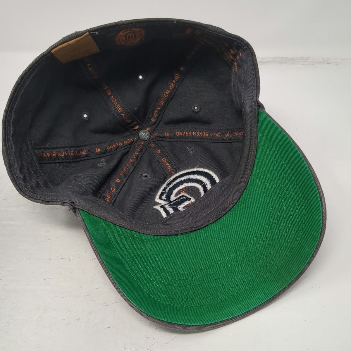 47 Brand Georgetown Hoyas NCAA Gray Cap L Green Underbrim Fitted Script Back Hat