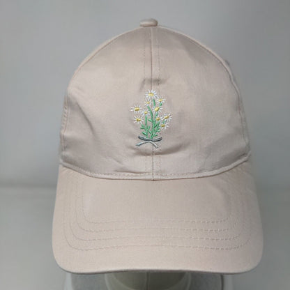 Ximi Vogue Slideback Hat Tan One Size Adjustable Embroidered Floral