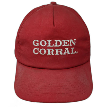 Golden Corral 5 Panel Red Hat Snapback OSFM Made in USA Restaurant Embroidery