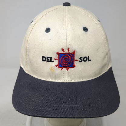 Del Sol Baseball Cap White Blue One Size Embroidered Sun Logo Slideback Hat
