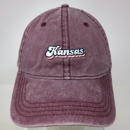 Home Free Kansas Baseball Cap Red One Size Retro Script Strapback Adjustable Hat