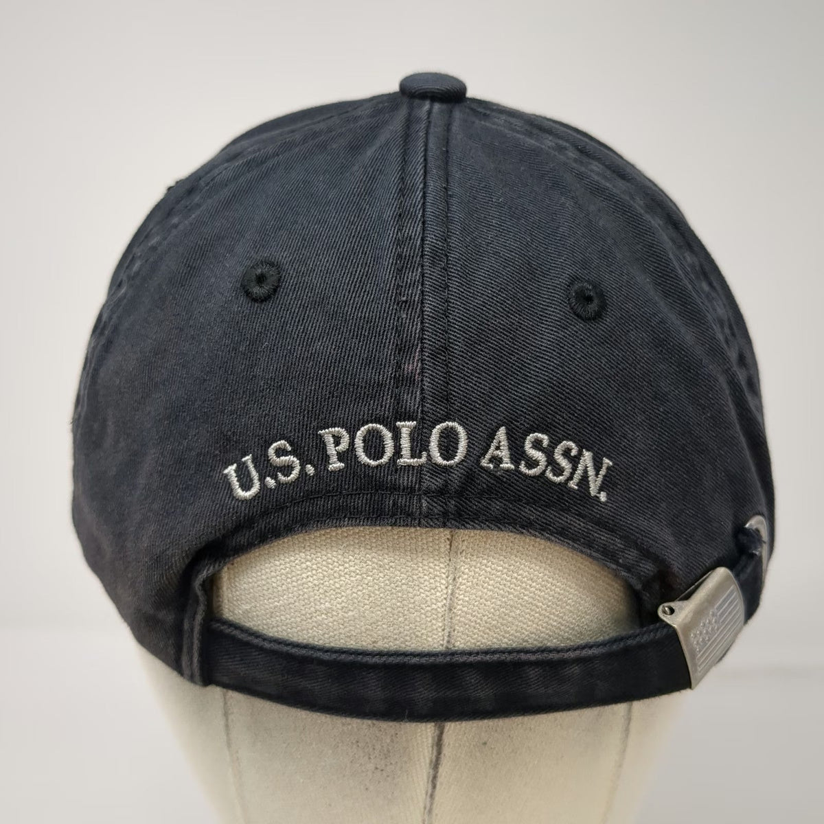 U.S. Polo Assn. Baseball Cap Black One Size Embroidered Logo Slideback Hat Flag