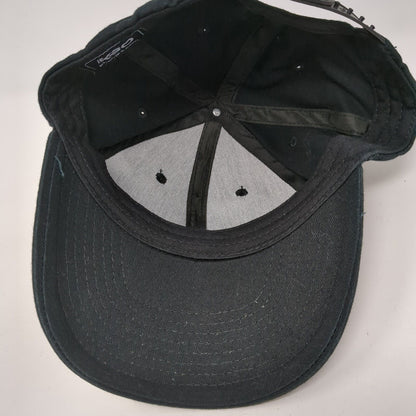 KBO Snapback Hat Black One Size Adjustable Embroidered Solid 6 Panel