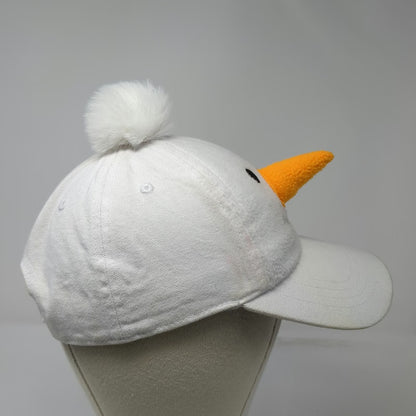 Mad Engine Snowman White One Size Snapback Hat 3D Carrot Nose Pom-pom Christmas
