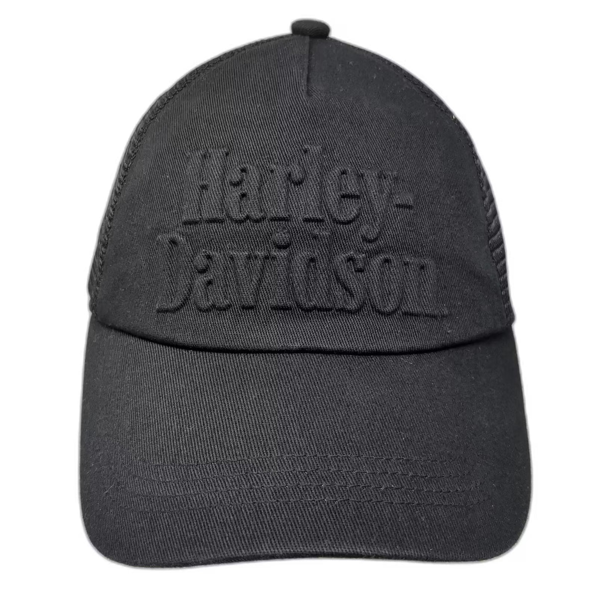 Harley-Davidson Black Trucker Hat One Size Snapback Tonal Embroidered Adjustable