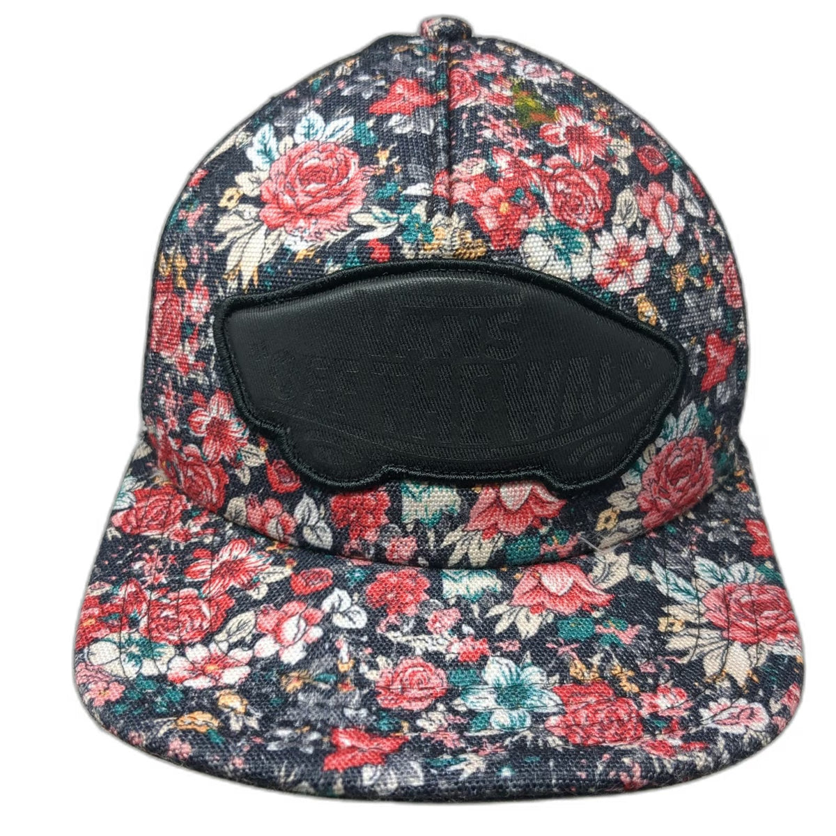 Vans Trucker Hat One Size Black Red Floral Mesh Snapback Logo Skateboard