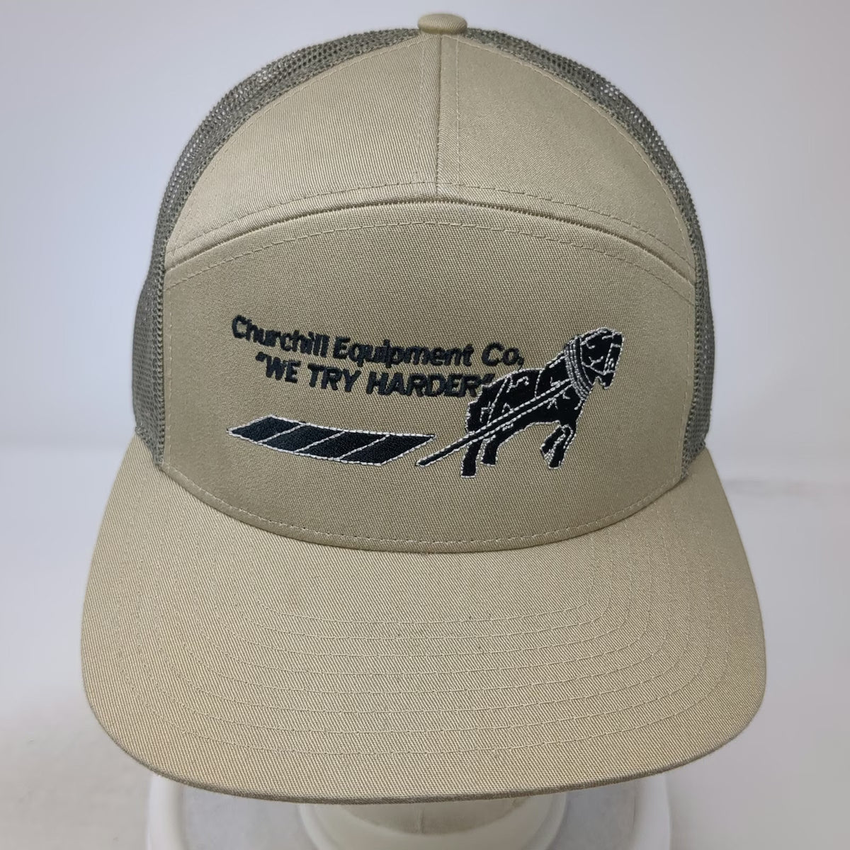 Richardson Trucker Hat Beige Green One Size 7 Panel Churchill Equipment Horse
