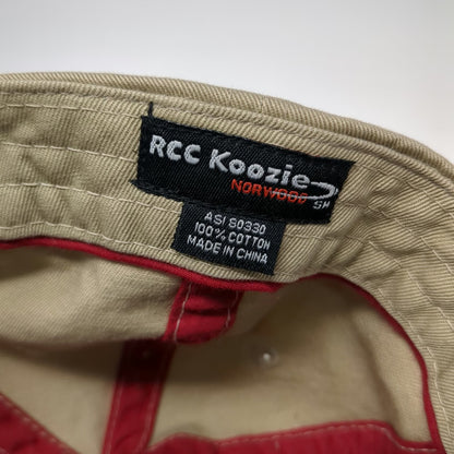 RCC Koozie Baseball Cap Beige One Size Maple Grove Eye Clinic Slideback Red Hat